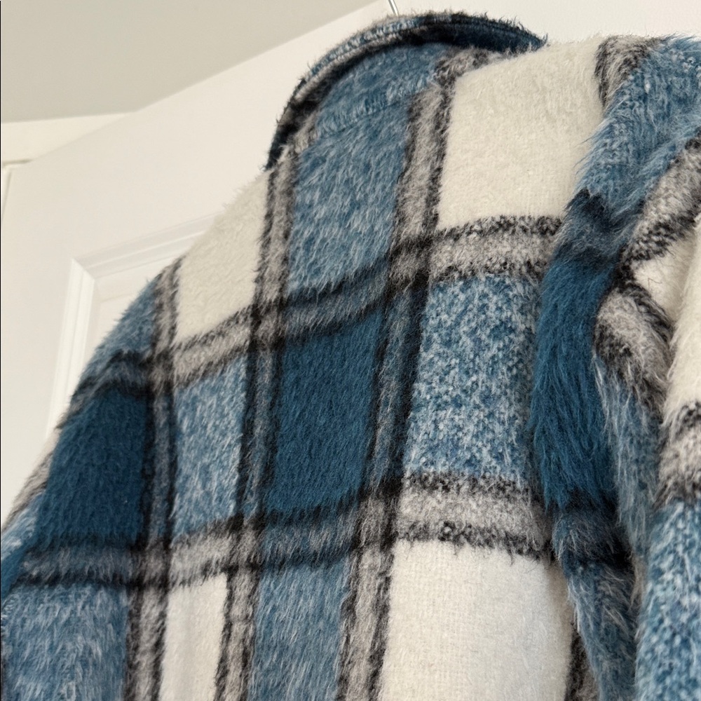 Zara Teal and Cream Checkered Jacket - Picture 7 of 7